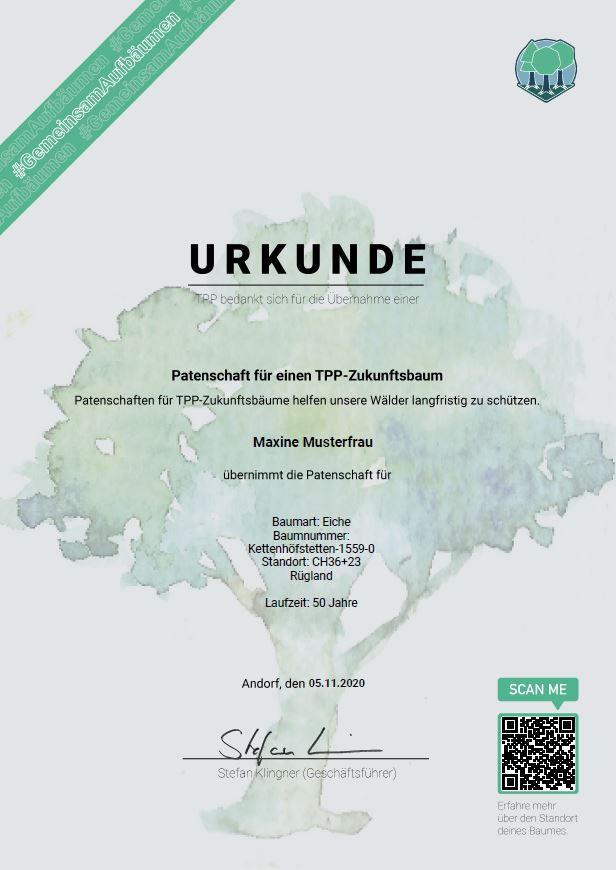 Patenschaftsurkunde Patenschaftsurkunde