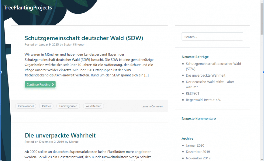 Screenshot einer frühen Websiteversion Screenshot einer frühen Websiteversion
