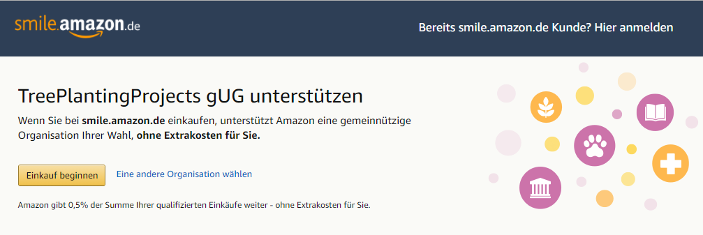 Indem du auf AmazonSmile zu Gunsten von TTP kaufst, kannst du mithelfen Bäume zu retten